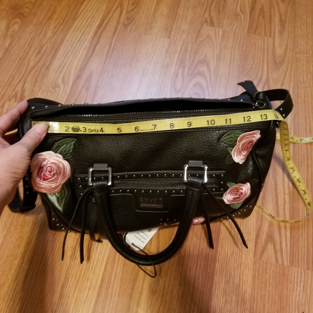 EVVE MILANO Roses Brown Vegan Leather Satchel - Picture 9 of 13